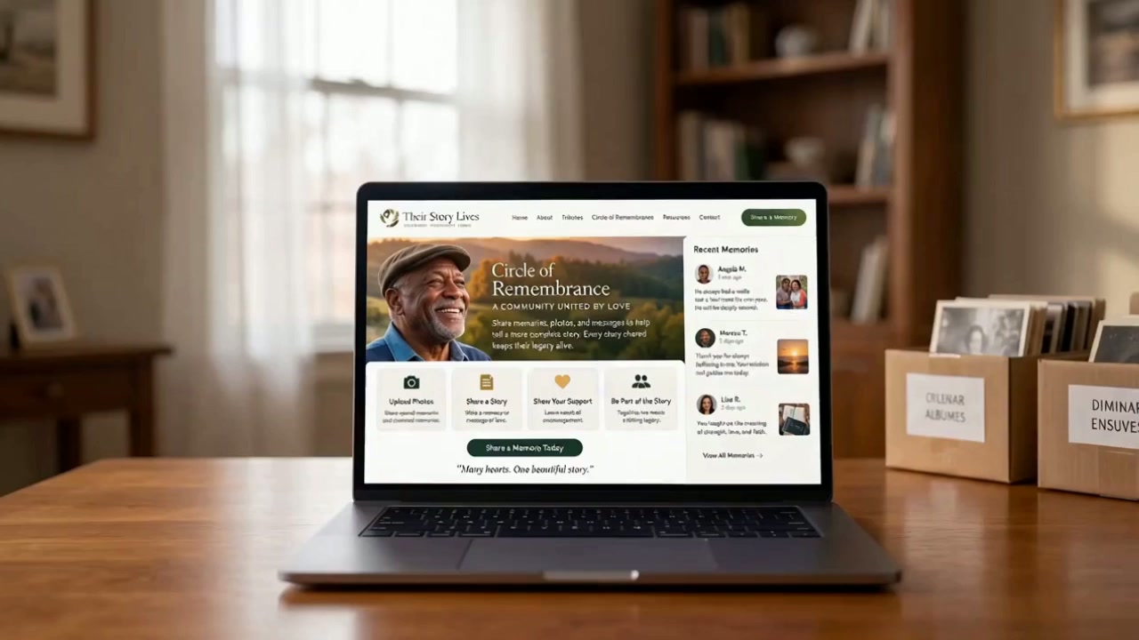 Their Story Lives shown on a laptop