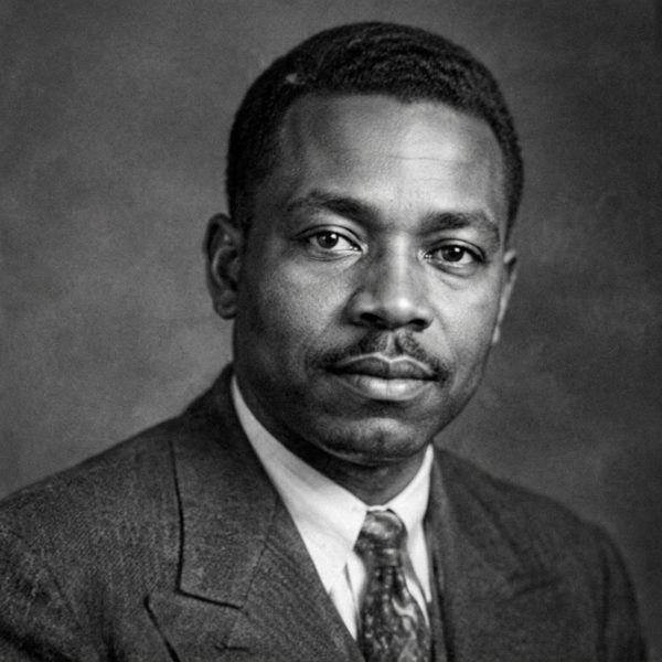 A formal portrait of a man in a suit, restored